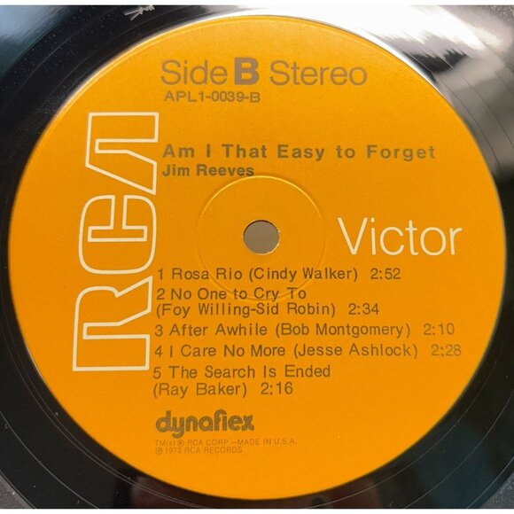 Jim Reeves Am I That Easy to Forget Country Vinyl LP with Poster Insert RCA 70s - Picture 3 of 7